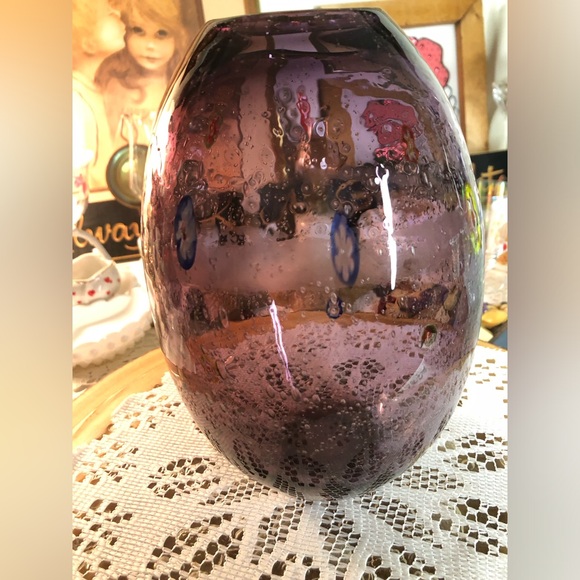 Millefiori Purple Glass Vase - Picture 6 of 6